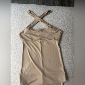 Forever 21 Tan Cross-Strap Dress w Slit